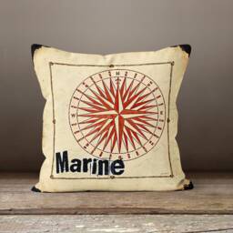 Anchor Cushion Cover-Nautical Pillow Case-Sailing Boat Case-Compass Cover-Gift For Her Cushion-Handmade Material - thumbnail 3
