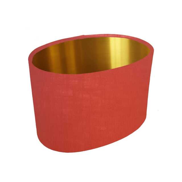 Oval Burnt Orange Lampshade in Linen With A Gold Lining Lightshade - image 1