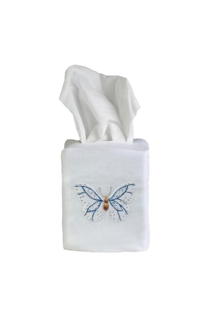 Tissue Box Cover Hamptons Butterfly Hand Embroidered - image 1