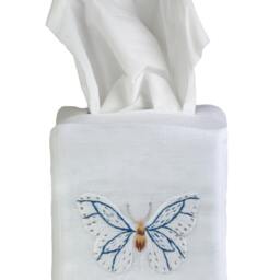Tissue Box Cover Hamptons Butterfly Hand Embroidered - thumbnail 3