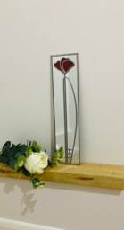 New - Rennie Mackintosh Style Poppy 4 Stained Glass Effect Mirror Handmade Gift Catfish Glass Art Nouveau 10x40cm