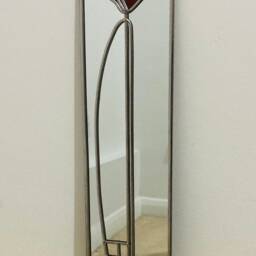 New - Rennie Mackintosh Style Poppy 4 Stained Glass Effect Mirror Handmade Gift Catfish Glass Art Nouveau 10x40cm - thumbnail 3