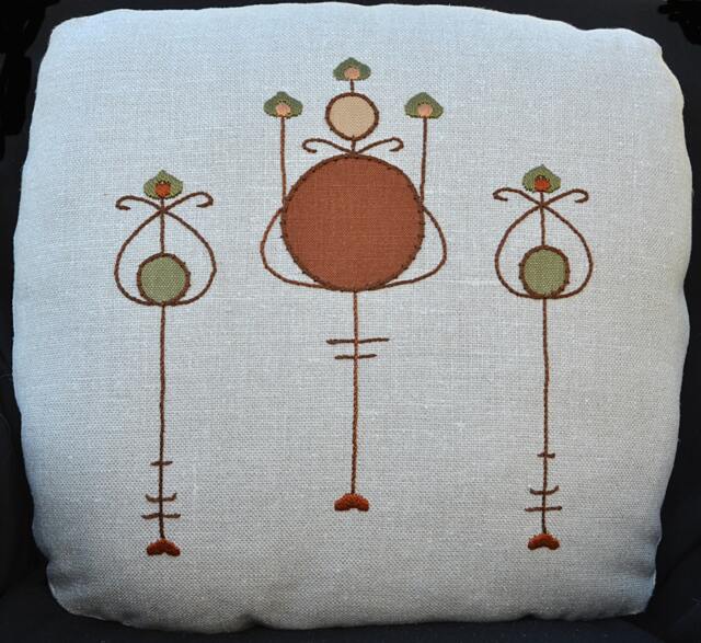 Craftsman Mission Harvey Ellis Pillow, Appliqued & Hand Embroidered, Style