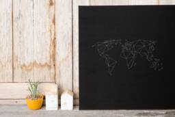 Wanderlust World Map Canvas Poster Minimalist Wall Art Ready To Hang Wrapped Embroidery Picture Single Line Modern Decor Posters