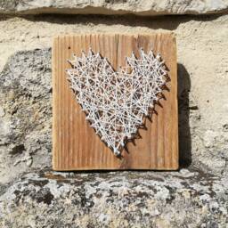 Driftwood Picture With A White Cotton Thread Heart, An Original & Unique Oddeobois Decoration, French Handcrafted - thumbnail 2