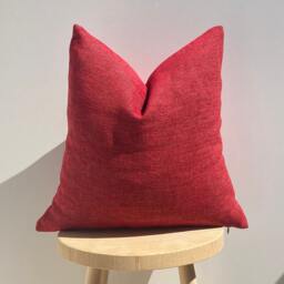 Red Luxury Linen Pillow Cover, Decorative Throw Pillow, Fall Decor, 20x20 - thumbnail 4