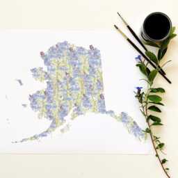 Alaska State Flower Map Watercolor Forget-Me-Not - Art Print Wall Graduation Wedding Anniversary Realtor Moving Gift Yukon - thumbnail 3