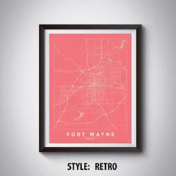 Fort Wayne Map Art Print Indiana Travel Poster, Office Decor - thumbnail 4
