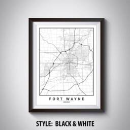 Fort Wayne Map Art Print Indiana Travel Poster, Office Decor - thumbnail 2