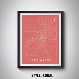 Fort Wayne Map Art Print Indiana Travel Poster, Office Decor - thumbnail 3