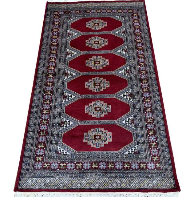 3x5 Red Color Bokhara Rug - 0.90x1.50 Bedroom Luxury Area Turkish Fine Quality Afghan - image 1