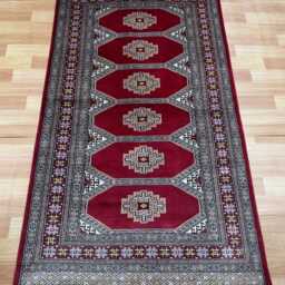 3x5 Red Color Bokhara Rug - 0.90x1.50 Bedroom Luxury Area Turkish Fine Quality Afghan - thumbnail 2