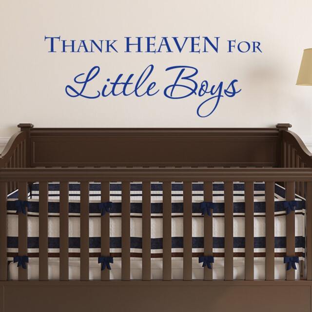 Thank Heaven For Little Boys Wall Quote Decal - Boy Nursery Decor Sticker Typography Decal- 111 - image 1