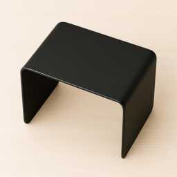 Minimalist Black Steel Coffee Table Seamless U-Shaped Accent Table - thumbnail 2