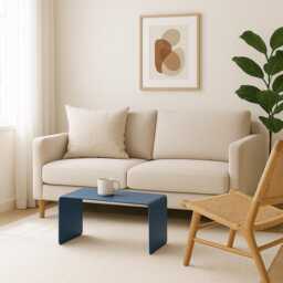 Minimalist Black Steel Coffee Table Seamless U-Shaped Accent Table - thumbnail 4