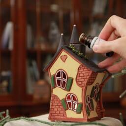 Handcrafted Ceramic Tealight Holder - Miniature House From Fairy Garden in Fantasy World - thumbnail 2