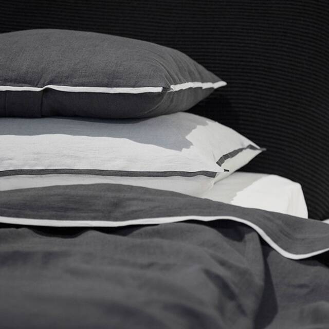 Linen Pillowcases With Trim, Set Of 2 Pillow Cases, Personalized Bedding, Border Covers - image 1