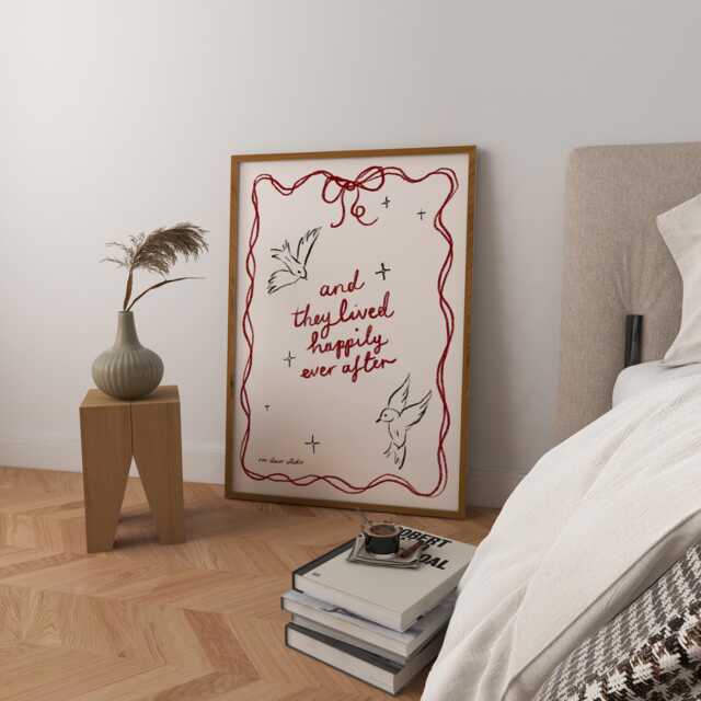 Happily Ever After Art Print, Hand-Drawn Fairytale Illustration - image 1