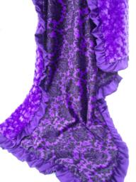 Personalized Purple Damask & Swirl Minky Baby Blanket, Girl Blanket - thumbnail 1