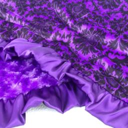 Personalized Purple Damask & Swirl Minky Baby Blanket, Girl Blanket - thumbnail 2