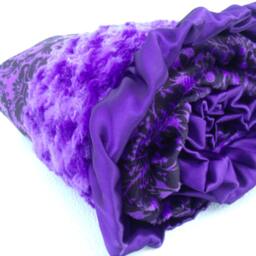 Personalized Purple Damask & Swirl Minky Baby Blanket, Girl Blanket - thumbnail 3