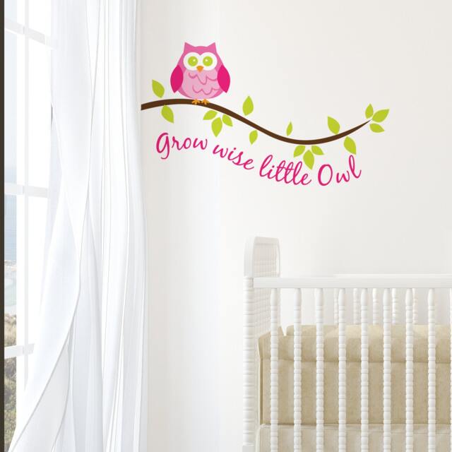 Grow Wise Little Owl Decal Pink - Wall Stickers Decoration Art Tattoo Home Decor Decor