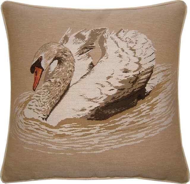 White Swan Tapestry Cushion Cover Sham - image 1