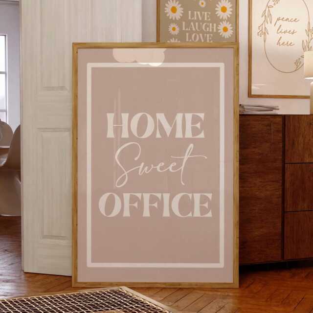 Home Sweet Office Print, Beige Wall Art, Daily Affirmations Poster, Minimalist Decor - image 1
