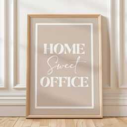 Home Sweet Office Print, Beige Wall Art, Daily Affirmations Poster, Minimalist Decor - thumbnail 3