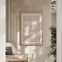 Home Sweet Office Print, Beige Wall Art, Daily Affirmations Poster, Minimalist Decor - thumbnail 2