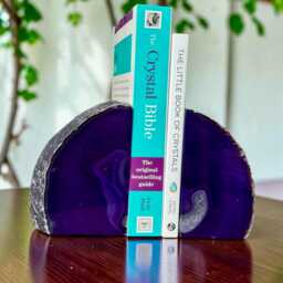 Purple Agate & Quartz Crystal Geode Bookends - Luxury Natural Book Ends Home D??cor Office Shelf Styling Set #2 - thumbnail 3