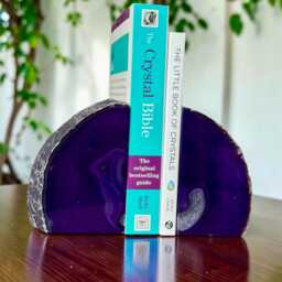 Purple Agate & Quartz Crystal Geode Bookends - Luxury Natural Book Ends Home D??cor Office Shelf Styling Set #2 - thumbnail 2