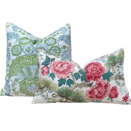Scalamandre Shenyang Pillow in Bloom. Chinoserie Pillow, Exotic Bird Pink Coral, Euro Sham Case, Designer Pillows, High End Pillows - thumbnail 3