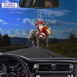 Santa Riding Elephant Acrylic 2D Flat Christmas Ornament, Festive Tree Hanging Holiday Decoration, Unique Elephant Gift - thumbnail 3