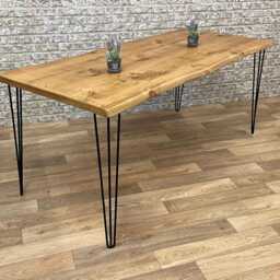 Industrial Steel Hairpin Leg Live Edge Rustic Dining Table - thumbnail 4