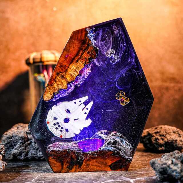 Premium Star War Spaceship Resin Lamp - Handmade Outer Space Led Night Light - Cosmic Decor For Kids & Adults Galaxy Rocket Launch Gift - image 1