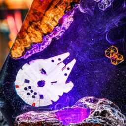 Premium Star War Spaceship Resin Lamp - Handmade Outer Space Led Night Light - Cosmic Decor For Kids & Adults Galaxy Rocket Launch Gift - thumbnail 2
