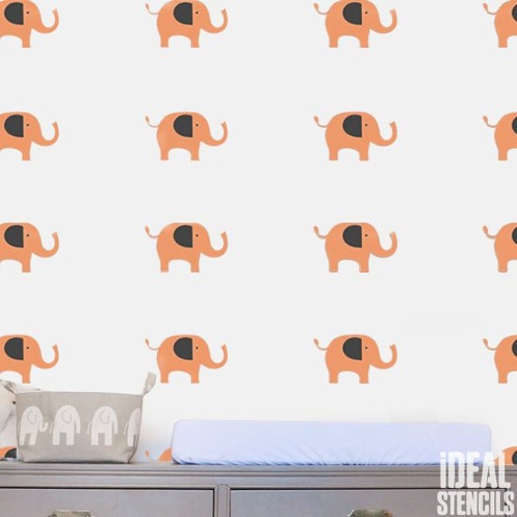 Elephant Nursery Wall Stencil Reusable Mylar, Kids Room Decor - image 1