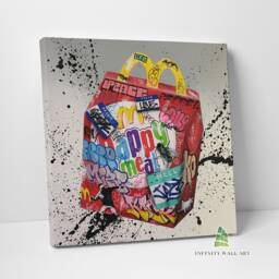 Graffiti Burger Meal Food Canvas Art Wall Print Picture Banksy Style Framed Home Decor - thumbnail 3