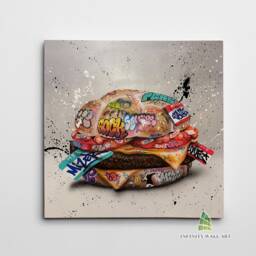 Graffiti Burger Meal Food Canvas Art Wall Print Picture Banksy Style Framed Home Decor - thumbnail 2