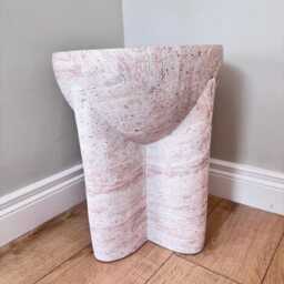 Organic Tripod Side Table - Natural Stone Effect End Living Room Accent Furniture - thumbnail 2