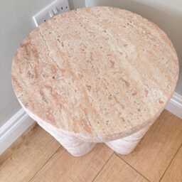 Organic Tripod Side Table - Natural Stone Effect End Living Room Accent Furniture - thumbnail 3