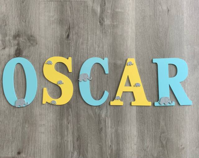 Personalized Nursery Letters Elephant Theme, Custom Wall Decor - image 1