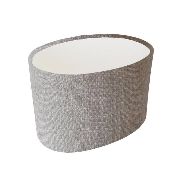 Feather Grey Oval Lampshade in Linen With White Lining Textured Lightshade - image 1