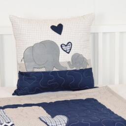 Elephant Baby Blanket, Blue Gray Navy Quilt, Crib Bedding, Chevron Grey Safari Nursery - thumbnail 2