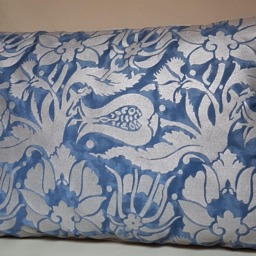 Fortuny Fabric Throw Pillow Cushion Cover Midnight Blue & Silver Melagrana Pattern - Made in Italy - thumbnail 3