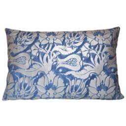Fortuny Fabric Throw Pillow Cushion Cover Midnight Blue & Silver Melagrana Pattern - Made in Italy - thumbnail 1
