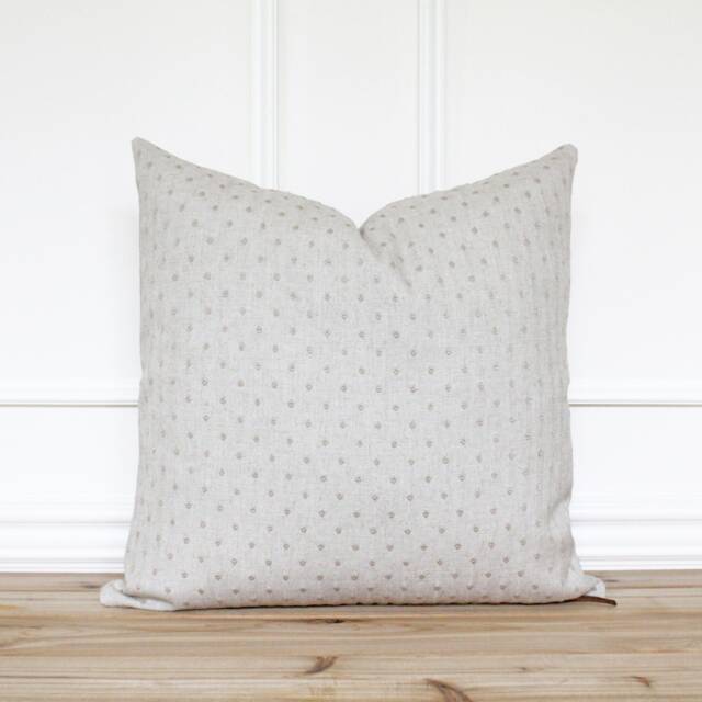 Beige Dot Pillow Cover Neutral Covers Designer Pillows Linen Decorative Throw Textured - Deanne - image 1