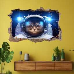 Galaxy Cat Astronaut Space Wall Decal Sticker Mural Poster Print Art Kids Bedroom Home Decor Bd27 - thumbnail 1
