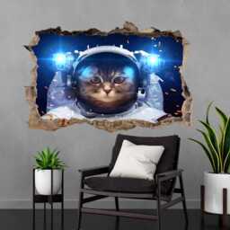 Galaxy Cat Astronaut Space Wall Decal Sticker Mural Poster Print Art Kids Bedroom Home Decor Bd27 - thumbnail 3